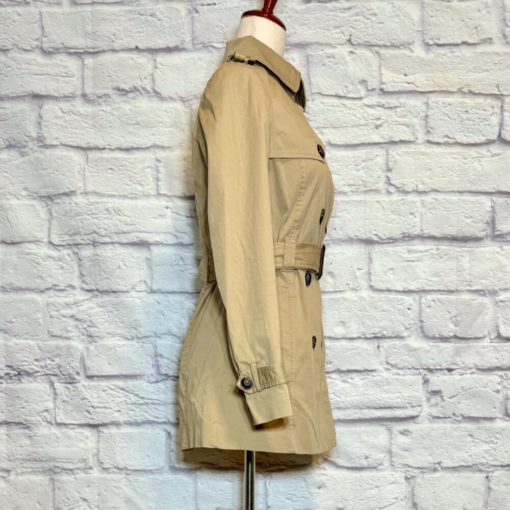 Zara Basic Khaki Double Breasted Cotton Trench Co… - image 3